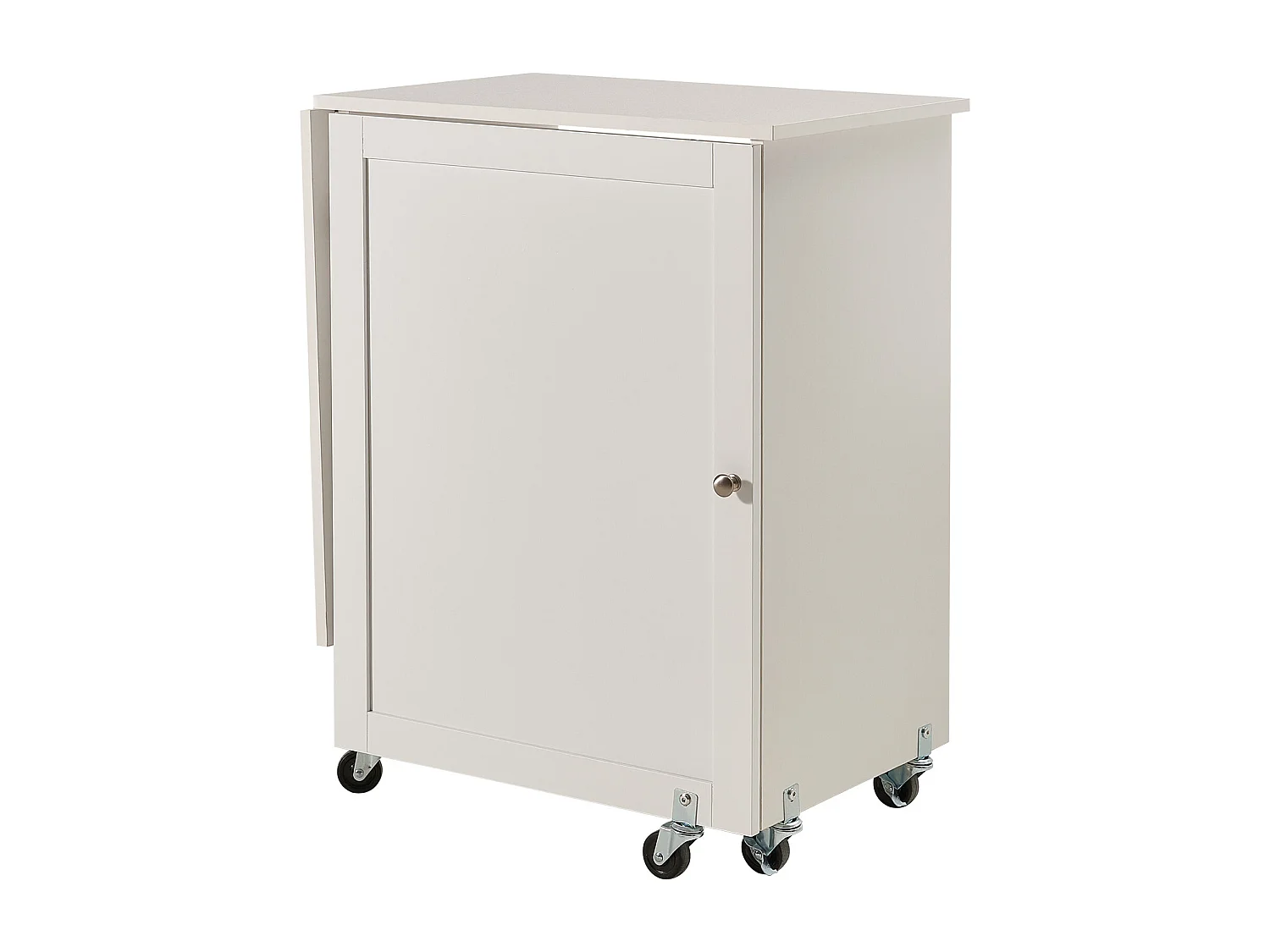 Mesa de Costura SucceBuy Plegable con Ruedas Bloqueables Estantes de Almacenamiento Bandejas Puerta Blanco