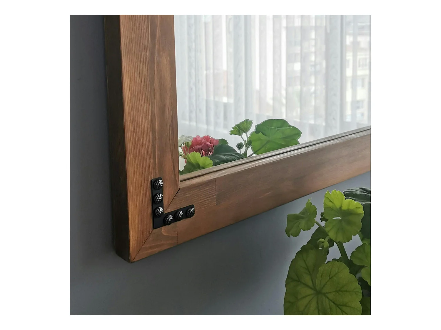 Miroir mural en bois brun - format horizontal HILO