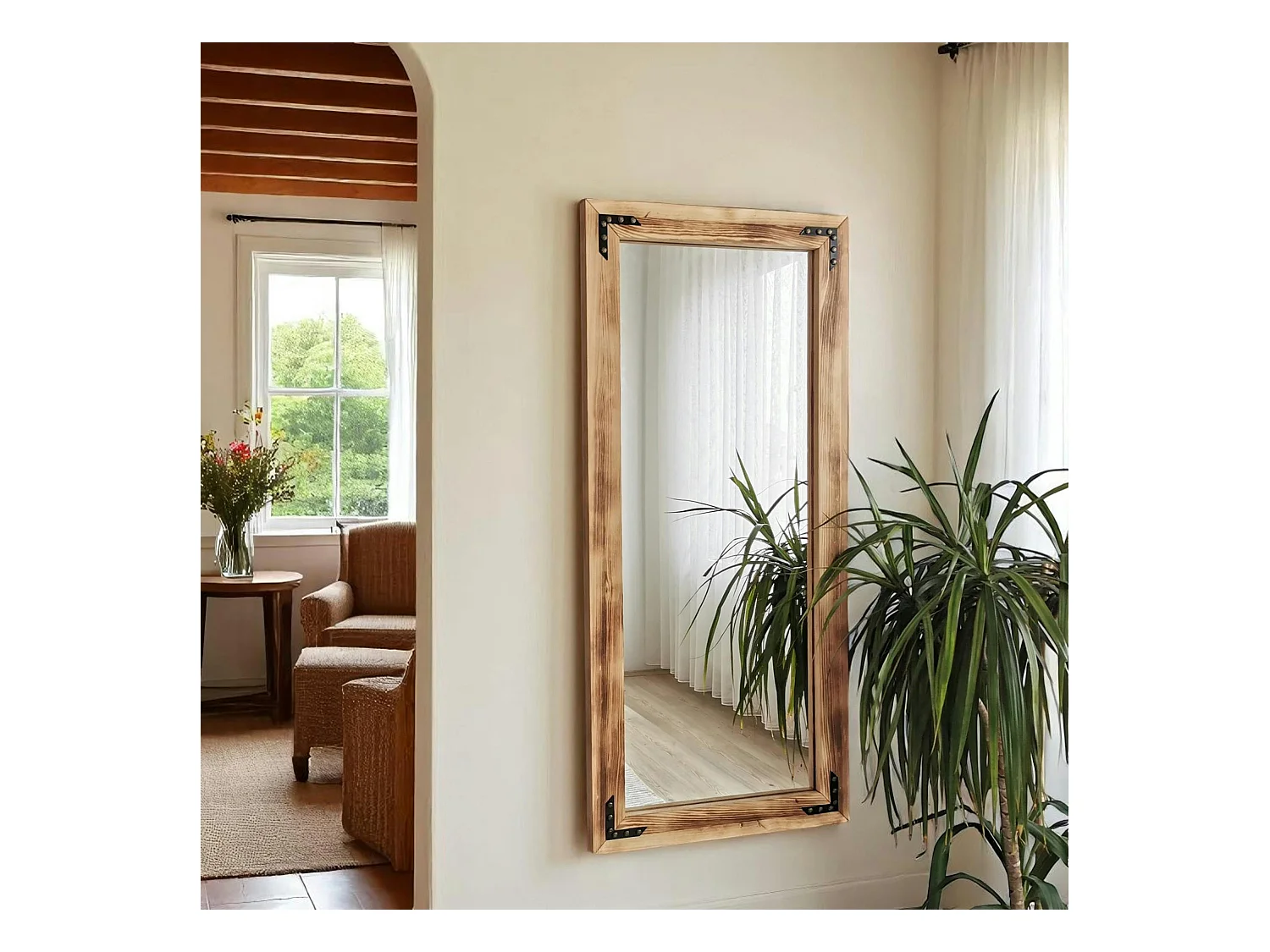 Miroir mural en bois clair - format vertical HILO