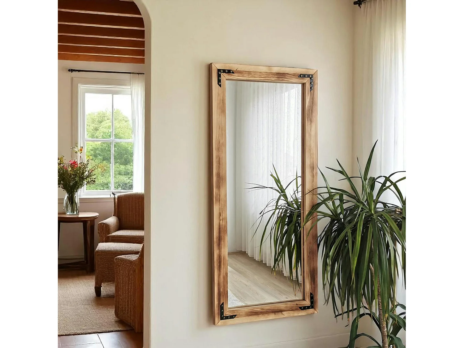 Miroir mural en bois clair - format vertical HILO