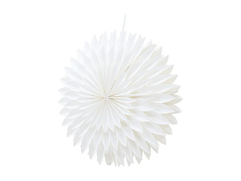 Gran estrella navideña con colgante de papel ligero Ø46cm de color blanco.