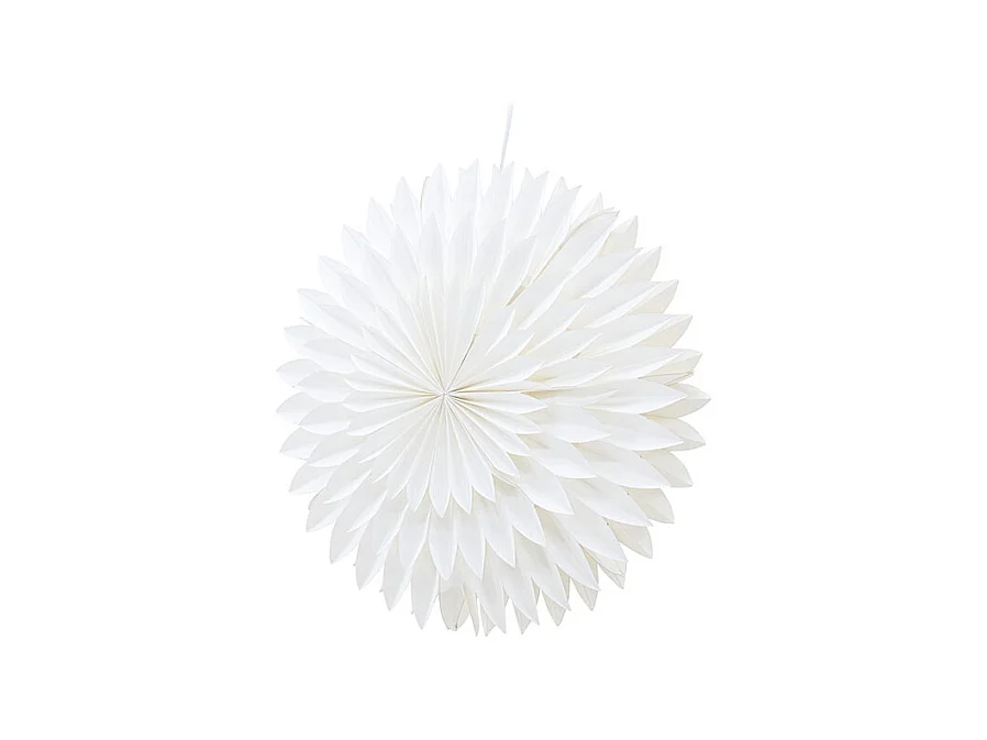 Gran estrella navideña con colgante de papel ligero Ø46cm de color blanco.