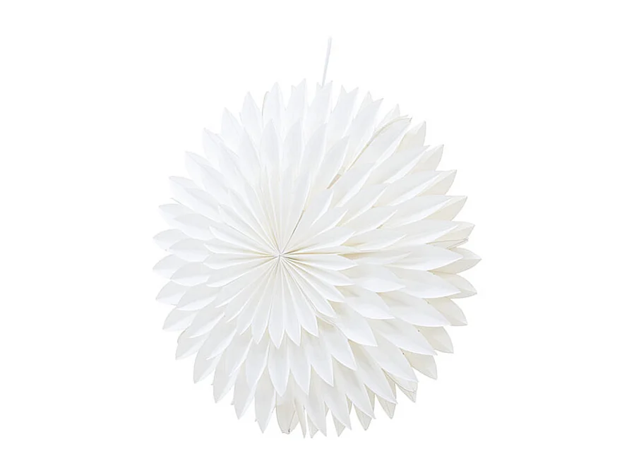 Gran estrella navideña con colgante de papel ligero Ø46cm de color blanco.