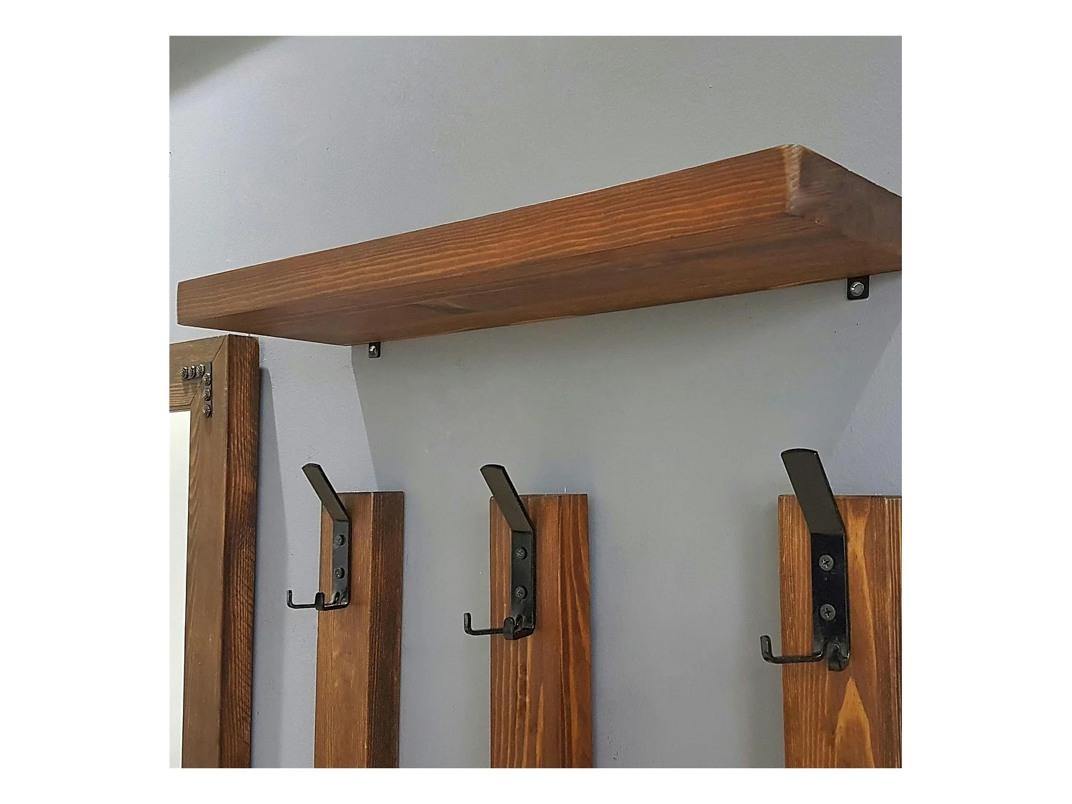 Vestiaire mural - 1 miroir, 3 portemanteaux, 1 étagère HILO