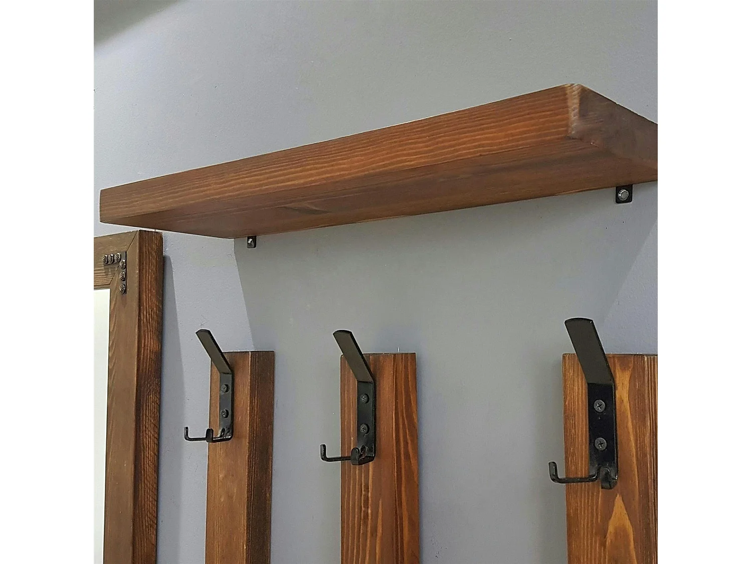 Vestiaire mural - 1 miroir, 3 portemanteaux, 1 étagère HILO