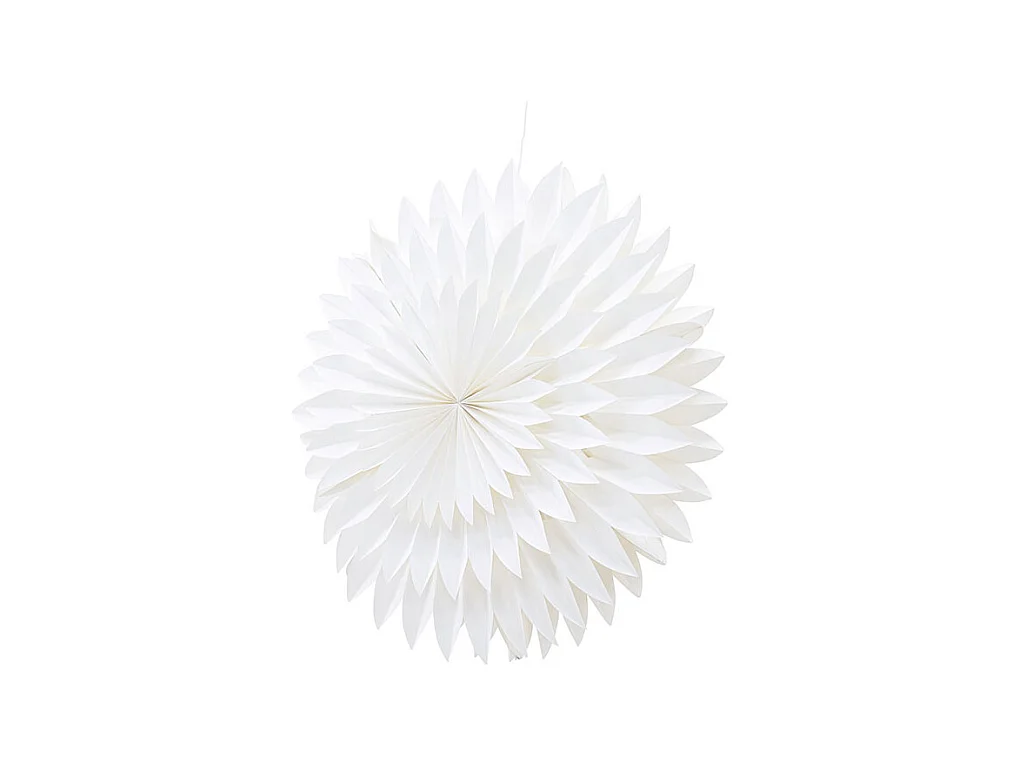 Gran flor de Pascua con colgante de papel claro Ø80cm de color blanco.