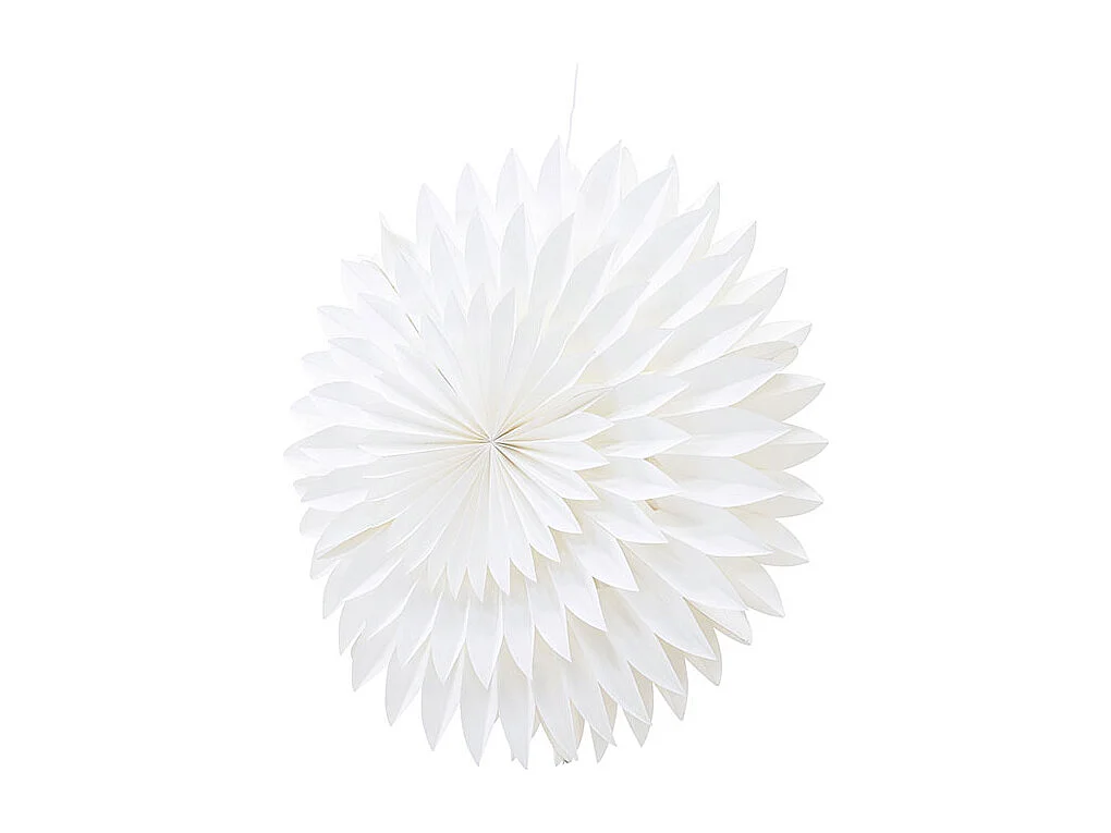 Gran flor de Pascua con colgante de papel claro Ø80cm de color blanco.