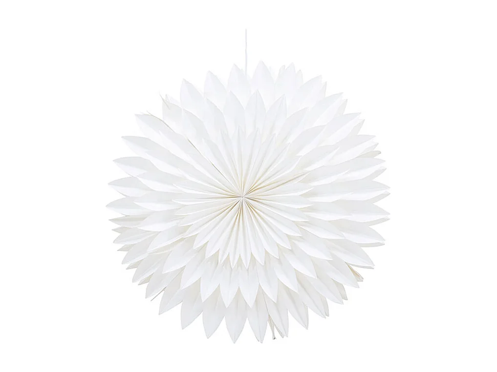 Gran flor de Pascua con colgante de papel claro Ø80cm de color blanco.