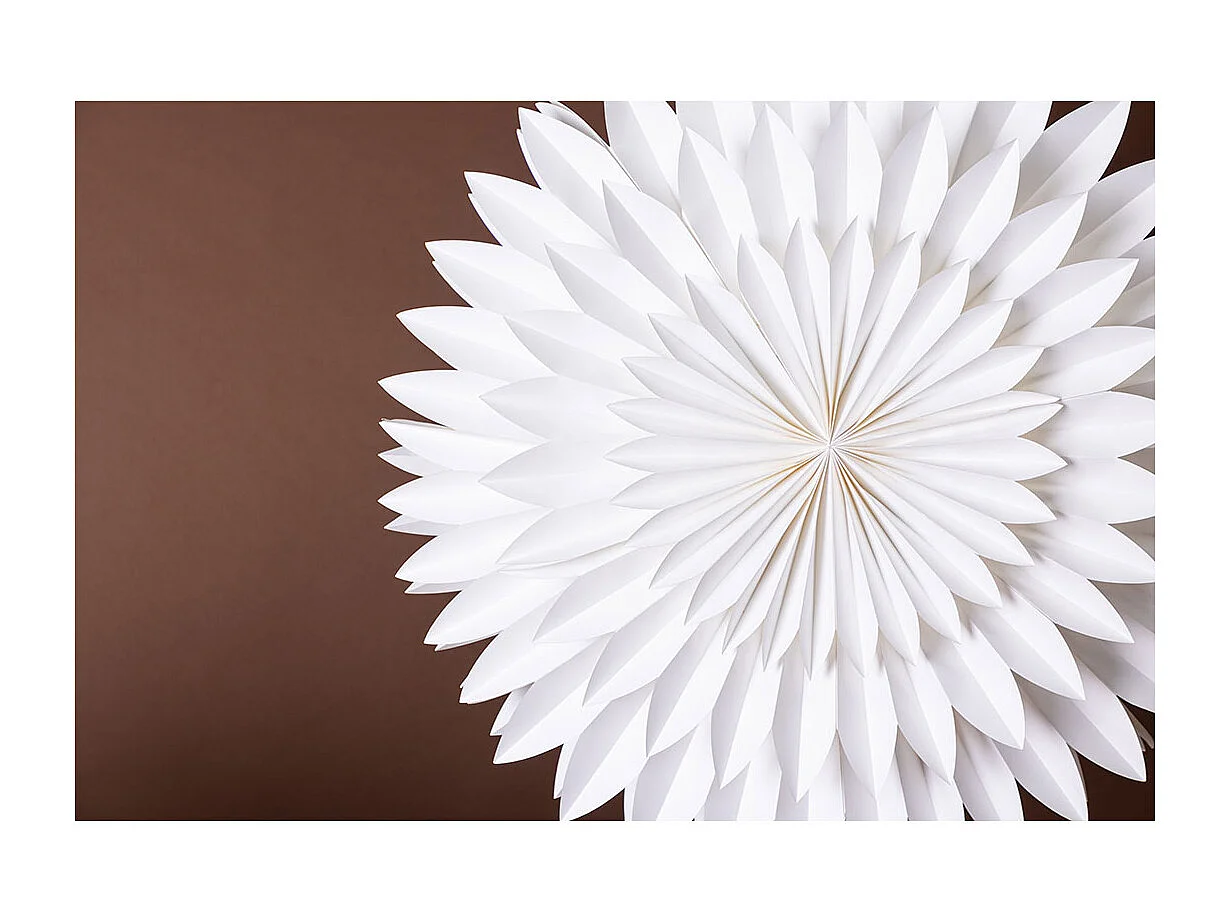 Gran flor de Pascua con colgante de papel claro Ø80cm de color blanco.