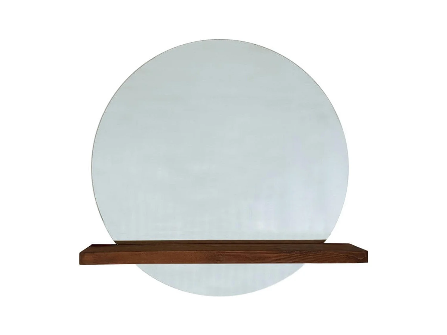 Miroir rond avec étagère en bois brun HILO