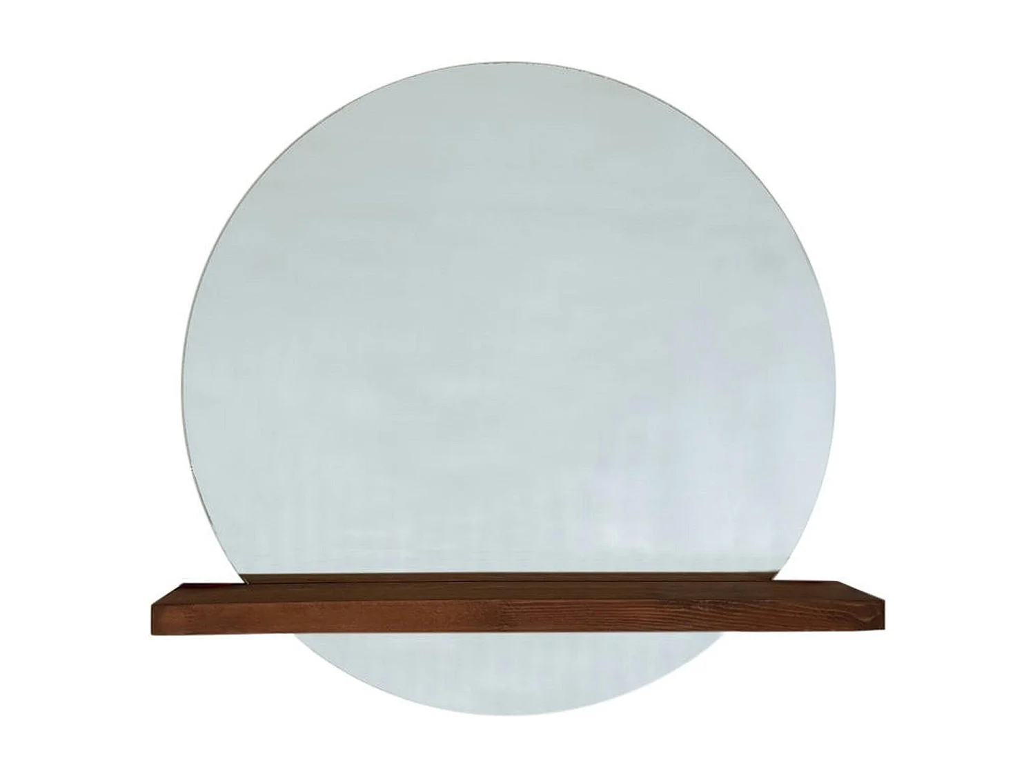 Miroir rond avec étagère en bois brun HILO