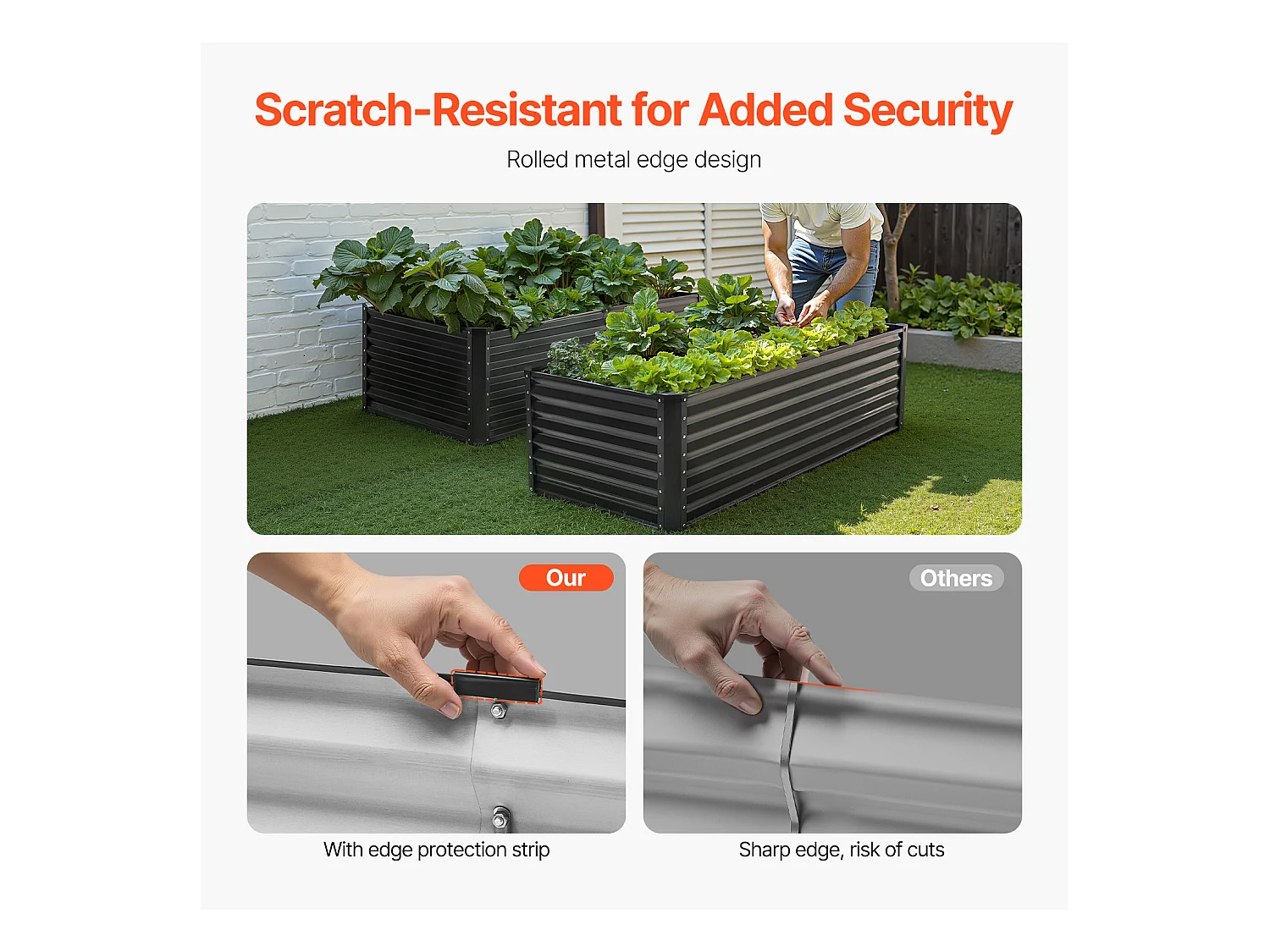 Jardinière Surélevée en Métal SucceBuy 182.88 x 91.44 x 60.96cm Jardinière d'Extérieur Galvanisée Gris Foncé