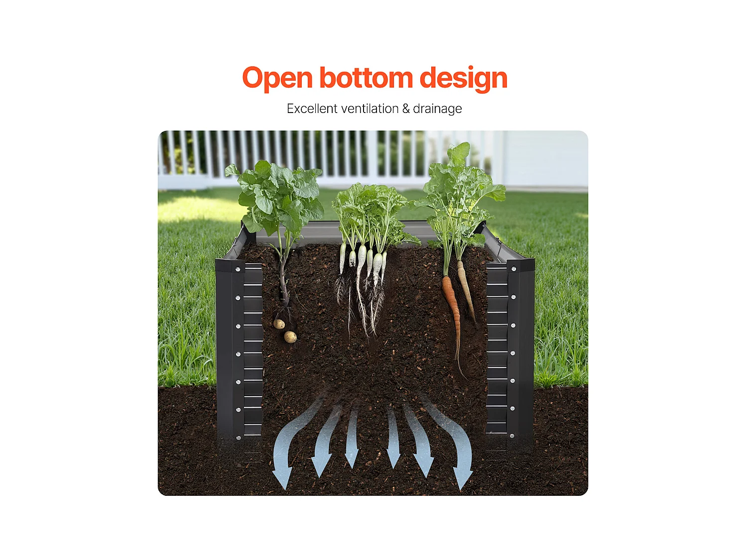 Jardinière Surélevée en Métal SucceBuy 182.88 x 91.44 x 60.96cm Jardinière d'Extérieur Galvanisée Gris Foncé