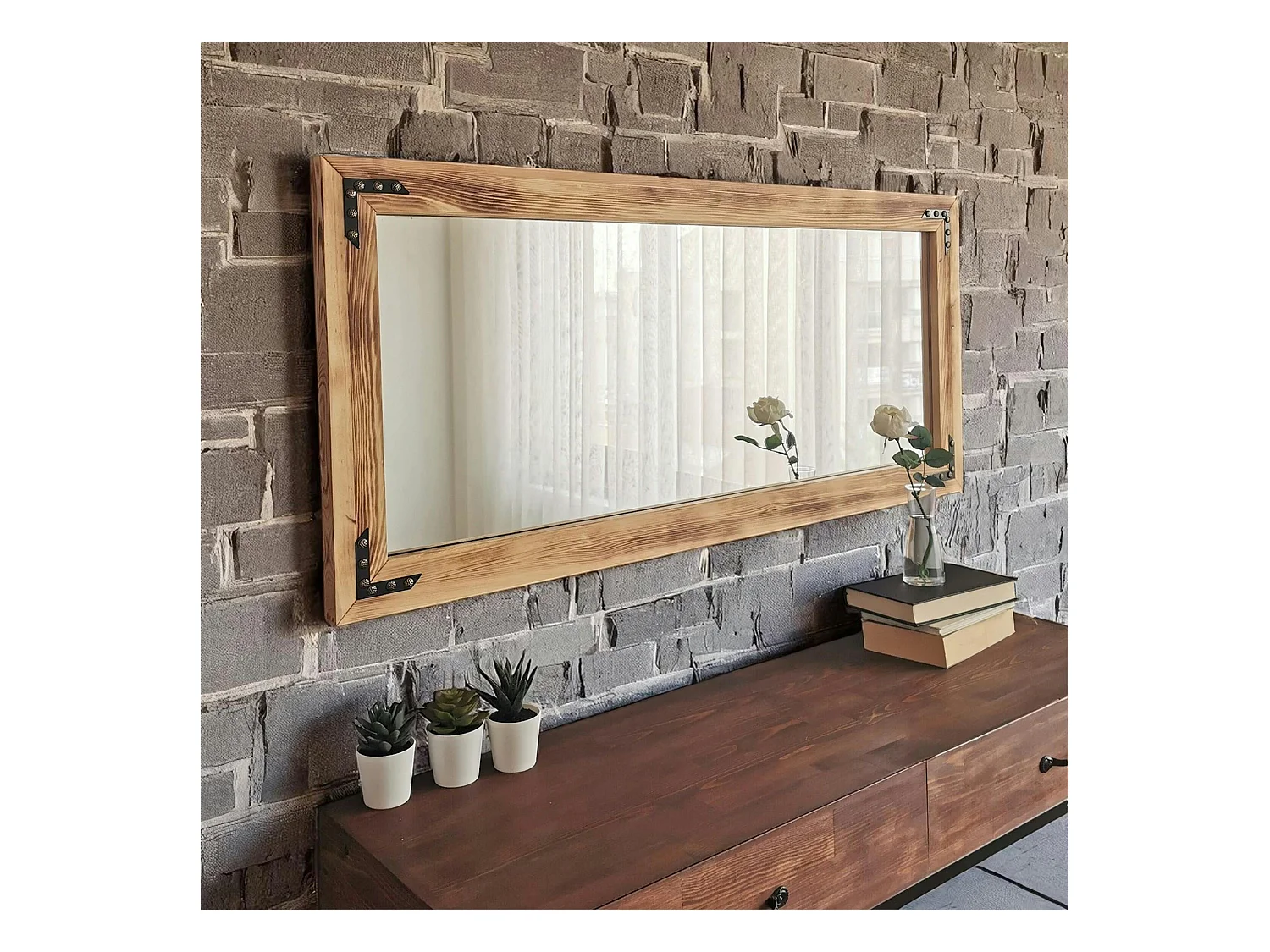 Miroir mural en bois clair - format horizontal HILO