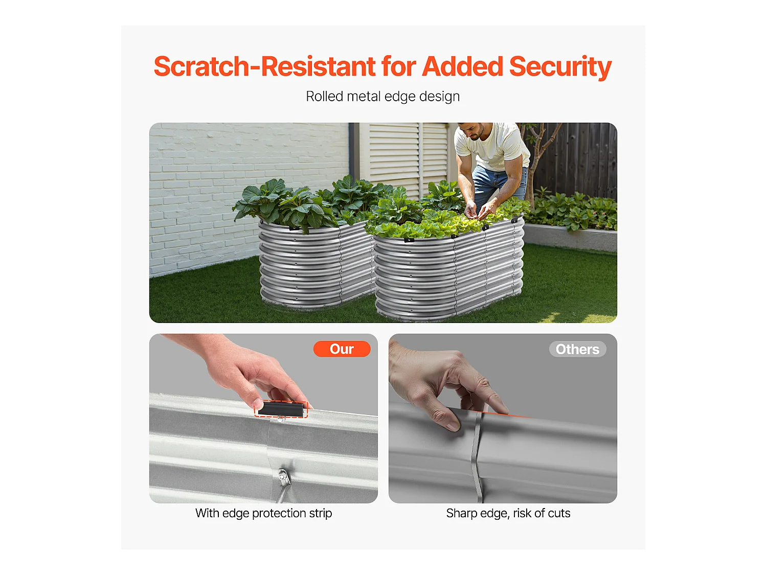 Jardinière Surélevée en Métal SucceBuy 121.92 x 60.96 x 60.96cm Galvanisée pour Extérieur Argent