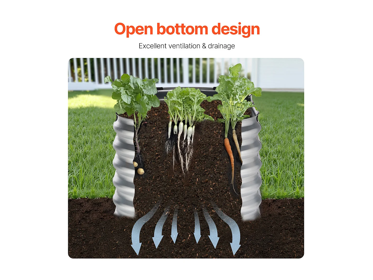 Jardinière Surélevée en Métal SucceBuy 121.92 x 60.96 x 60.96cm Galvanisée pour Extérieur Argent