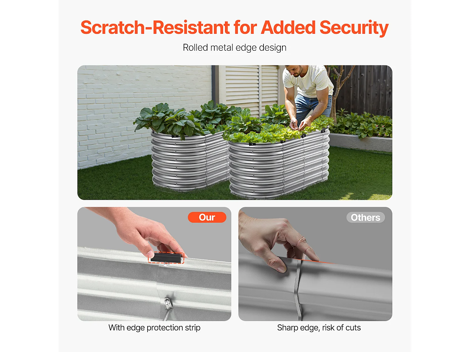 Jardinière Surélevée en Métal SucceBuy 121.92 x 60.96 x 60.96cm Galvanisée pour Extérieur Argent