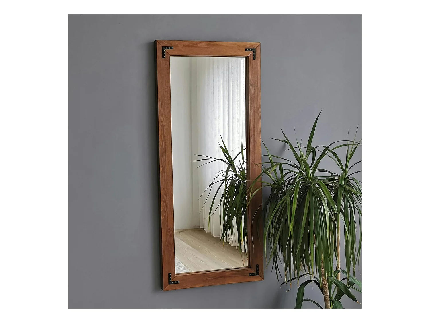 Miroir mural en bois brun - format vertical HILO