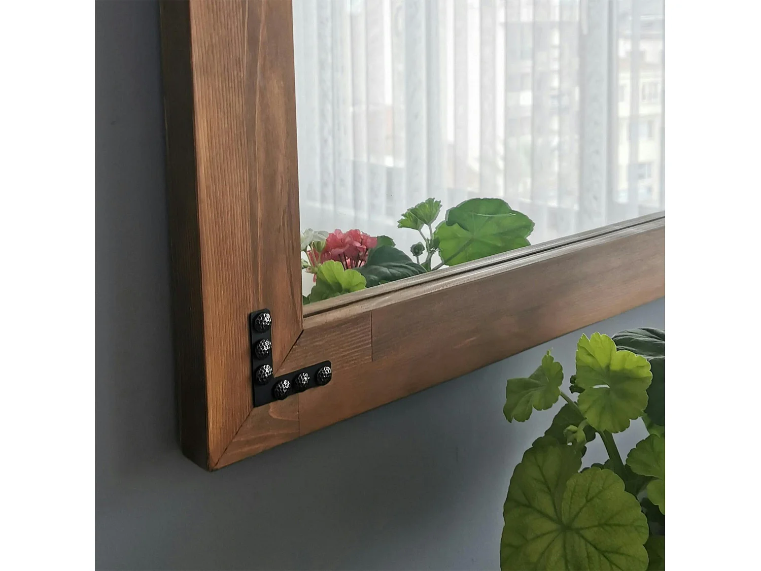 Miroir mural en bois brun - format vertical HILO