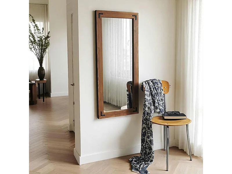 Miroir mural en bois brun - format vertical HILO