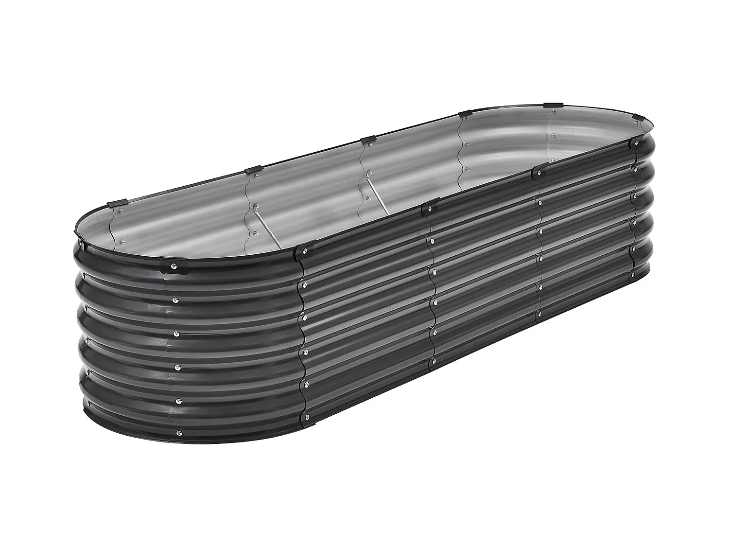 Jardinière Surélevée en Métal SucceBuy 199.95 x 59.74 x 42.67 cm, Jardinière Galvanisée en Gris Foncé