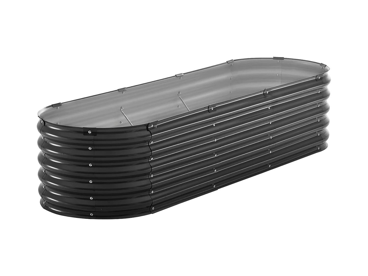 Verhoogde Metalen Plantenbak SucceBuy 199,95 x 59,74 x 42,67 cm Gegalvaniseerde Plantenbak in Donkergrijs