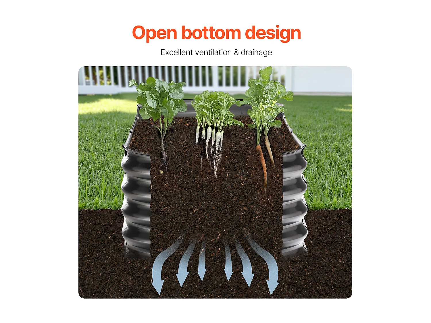 Jardinière Surélevée en Métal SucceBuy 199.95 x 59.74 x 42.67 cm, Jardinière Galvanisée en Gris Foncé