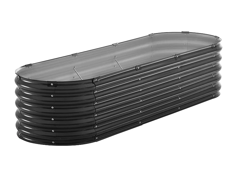 Verhoogde Metalen Plantenbak SucceBuy 199,95 x 59,74 x 42,67 cm Gegalvaniseerde Plantenbak in Donkergrijs
