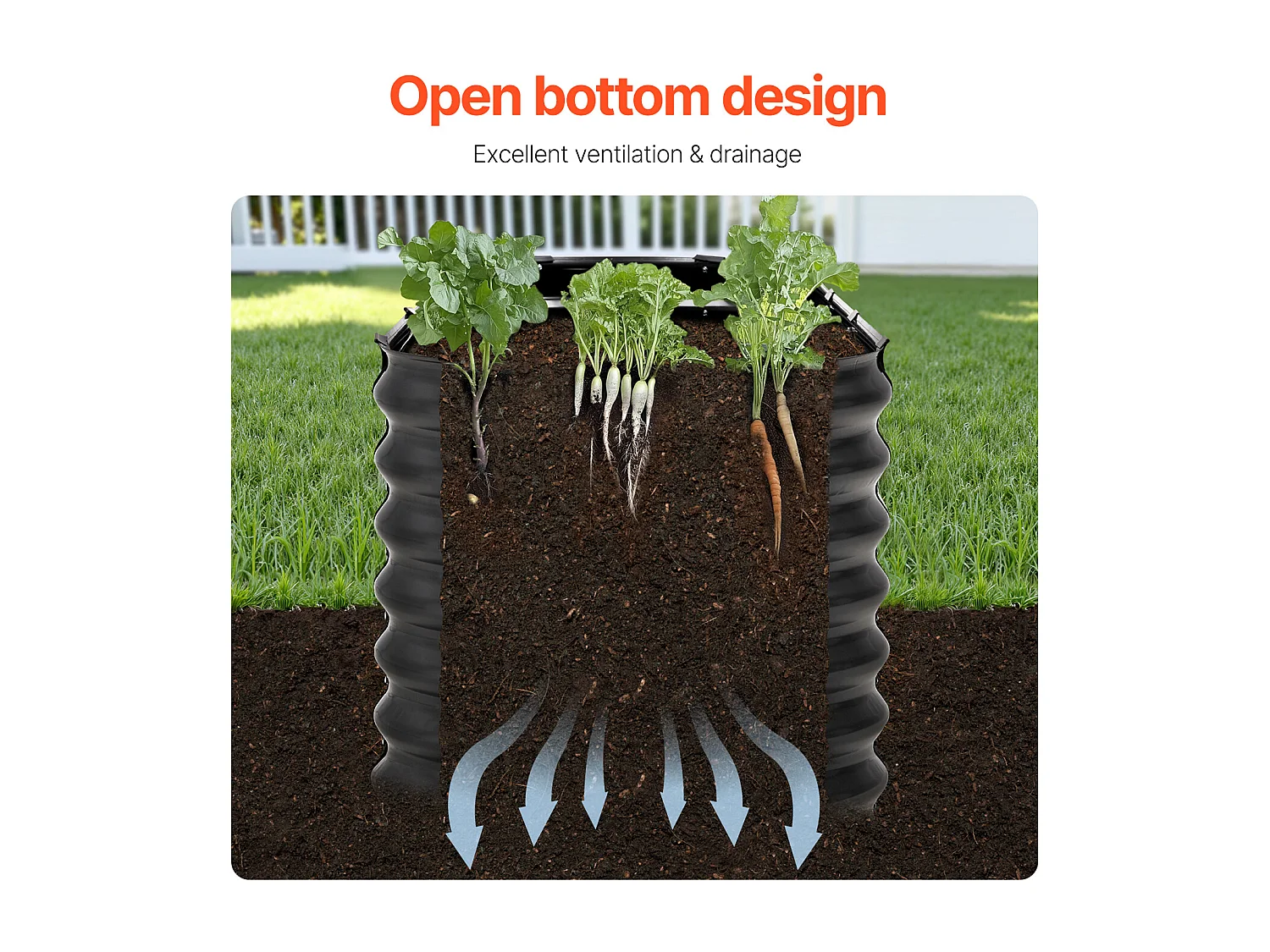 Verhoogde Metalen Plantenbak SucceBuy 243,84 x 60,96 x 60,96 cm Gegalvaniseerde Donkergrijze