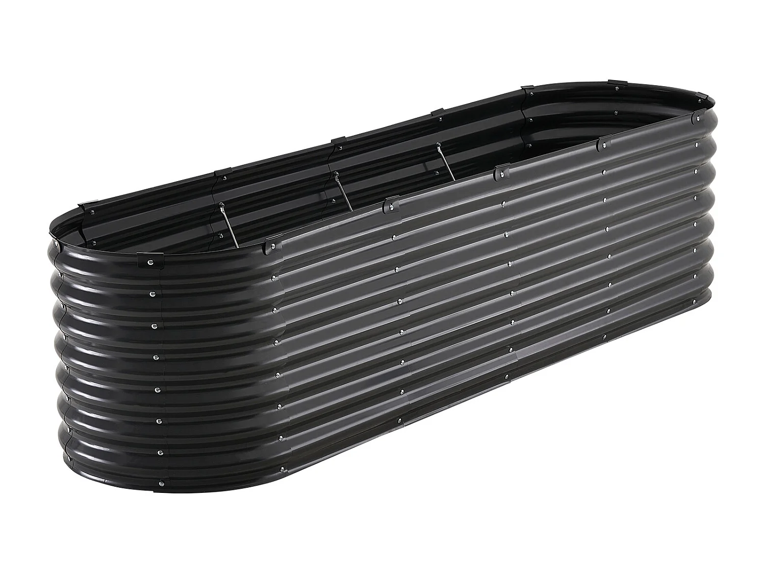 Verhoogde Metalen Plantenbak SucceBuy 243,84 x 60,96 x 60,96 cm Gegalvaniseerde Donkergrijze