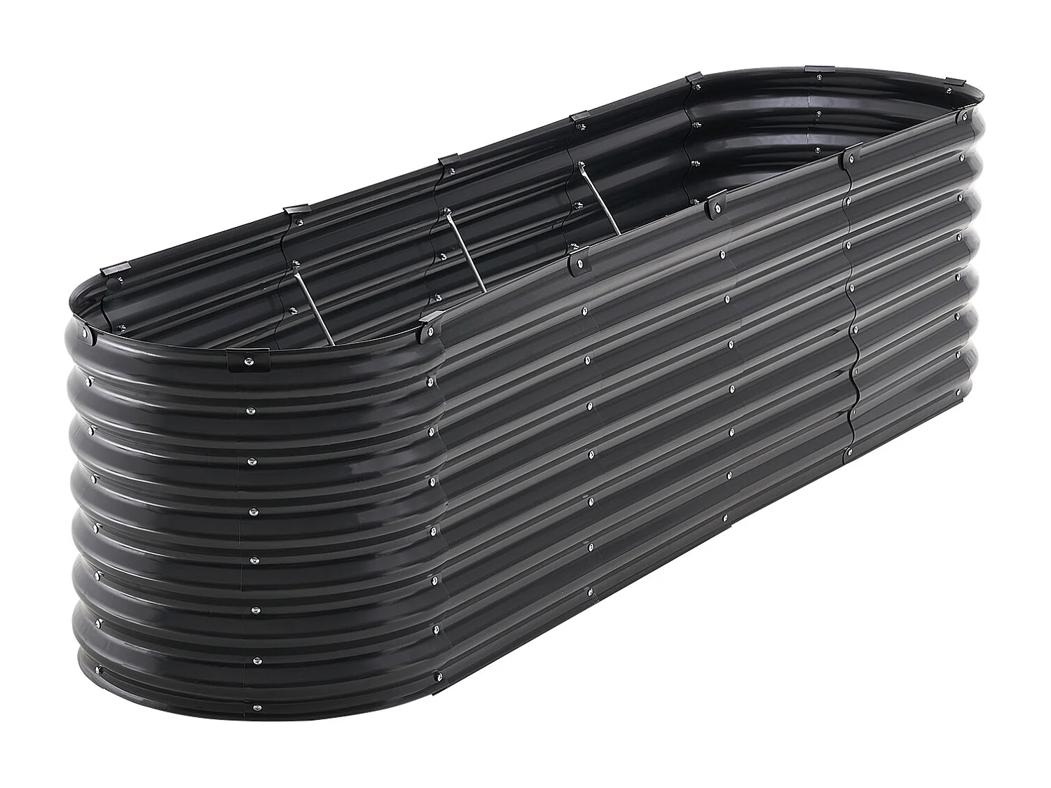 Verhoogde Metalen Plantenbak SucceBuy 243,84 x 60,96 x 60,96 cm Gegalvaniseerde Donkergrijze