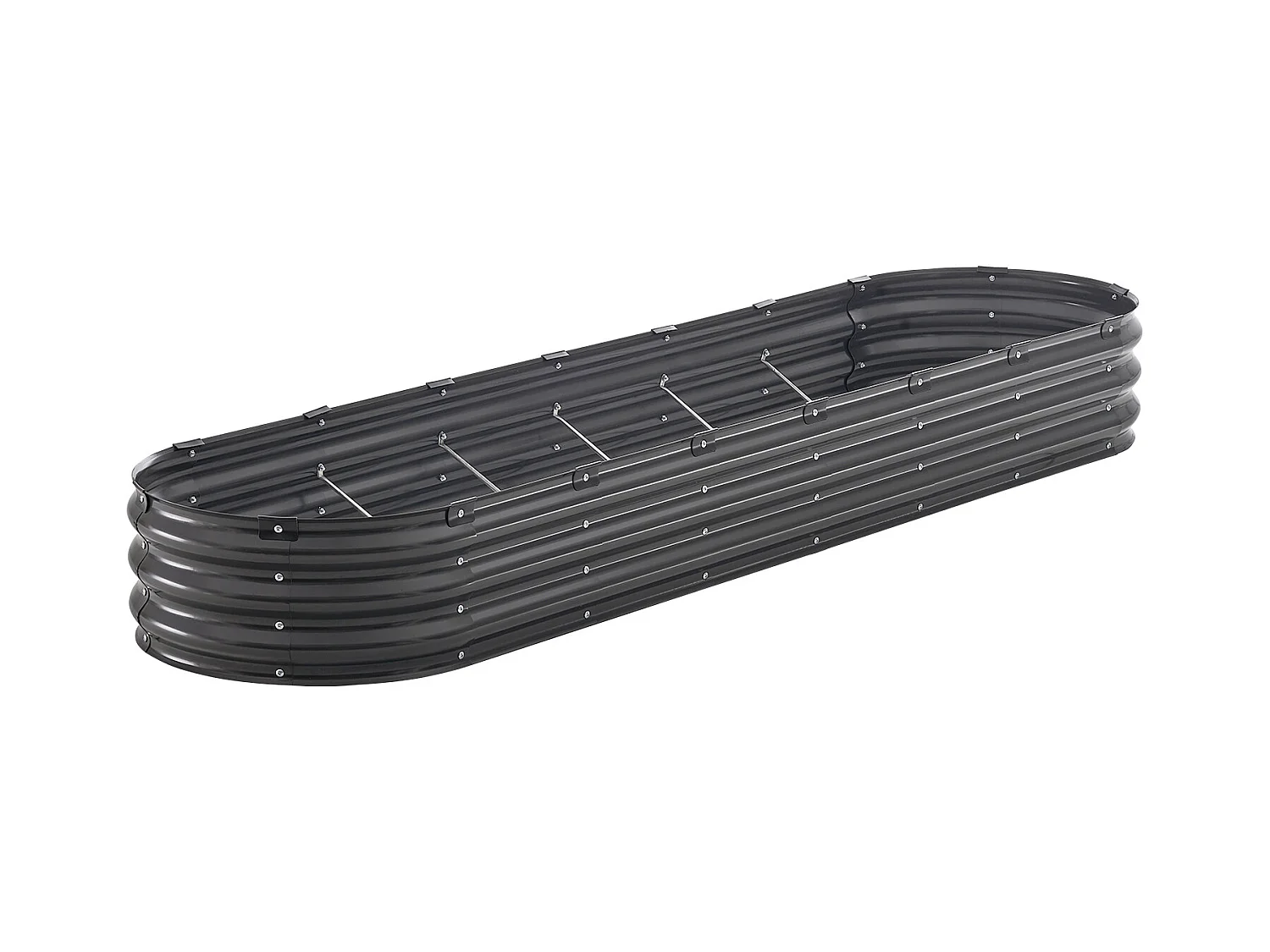 Jardinière Surélevée en Métal SucceBuy 243.84 x 60.96 x 30.48cm Galvanisée Gris Foncé