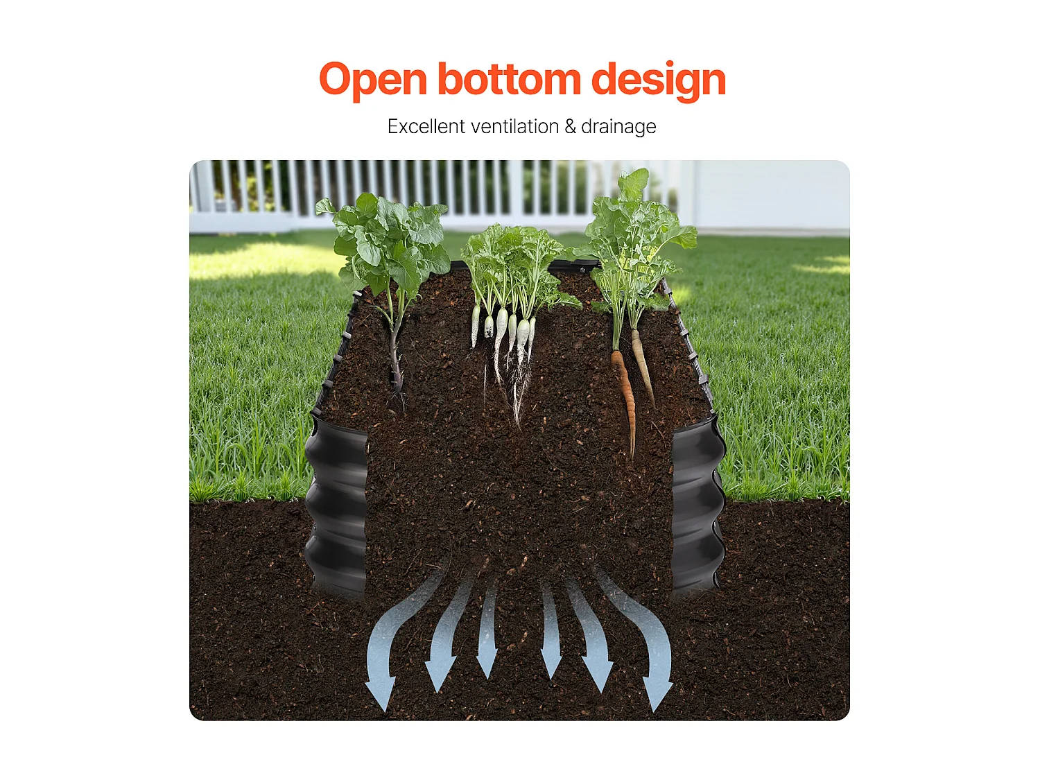 Jardinière Surélevée en Métal SucceBuy 243.84 x 60.96 x 30.48cm Galvanisée Gris Foncé