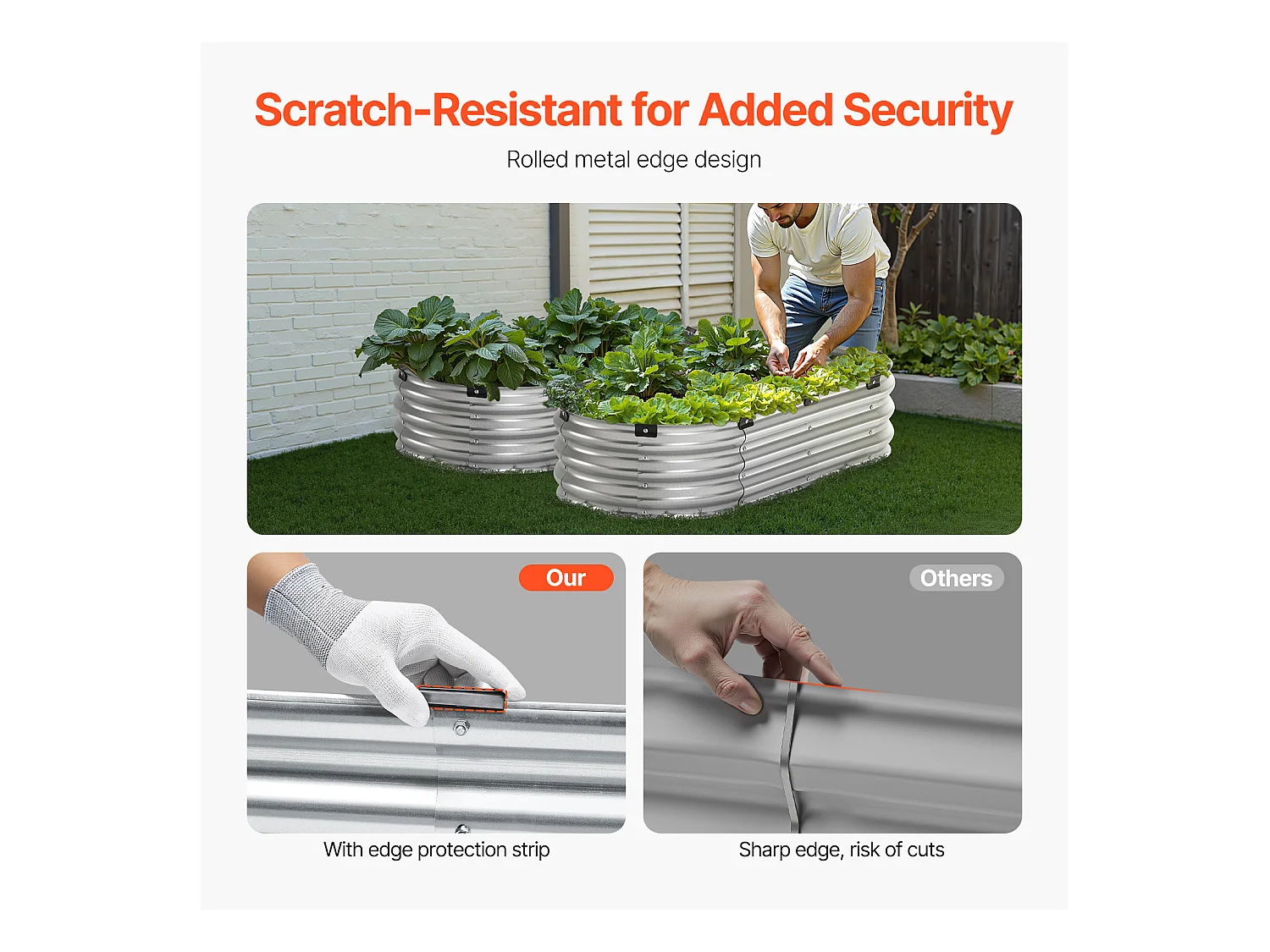 Jardinière Surélevée en Métal SucceBuy Lit de Jardin Surélevé 121.92 x 60.96 x 30.48 cm, Jardinière d'Extérieur Galvanisée en Argent