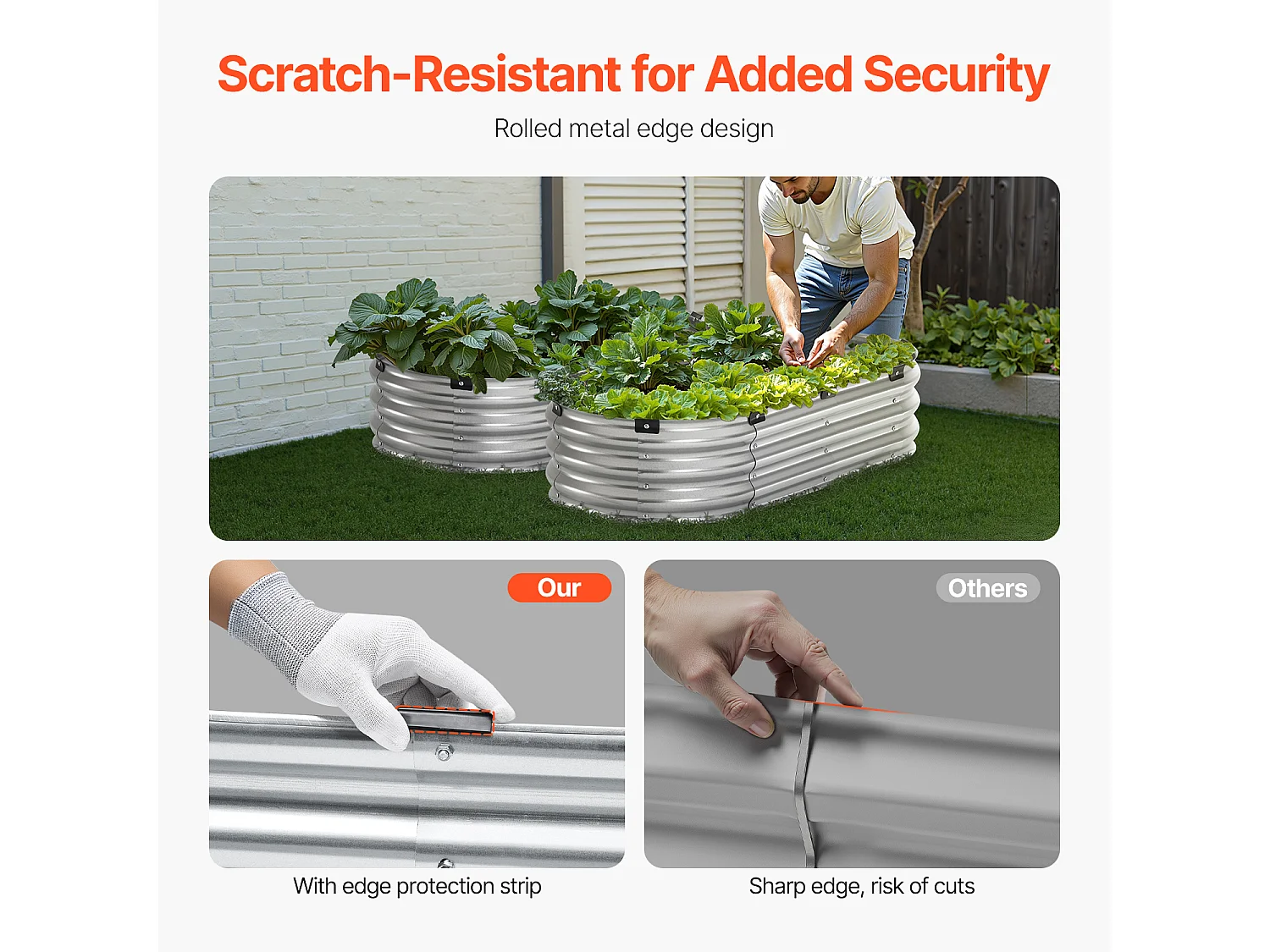 Jardinière Surélevée en Métal SucceBuy Lit de Jardin Surélevé 121.92 x 60.96 x 30.48 cm, Jardinière d'Extérieur Galvanisée en Argent