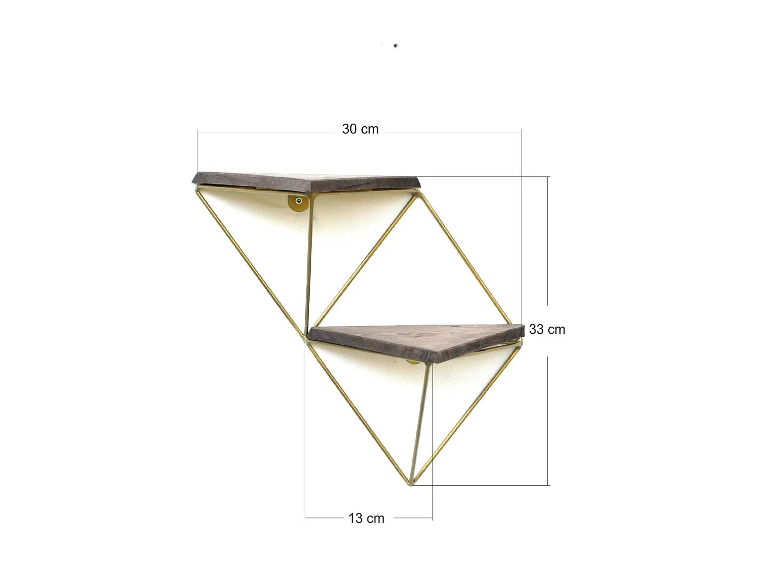 Etagère murale en bois et métal doré - forme triangle SITIA