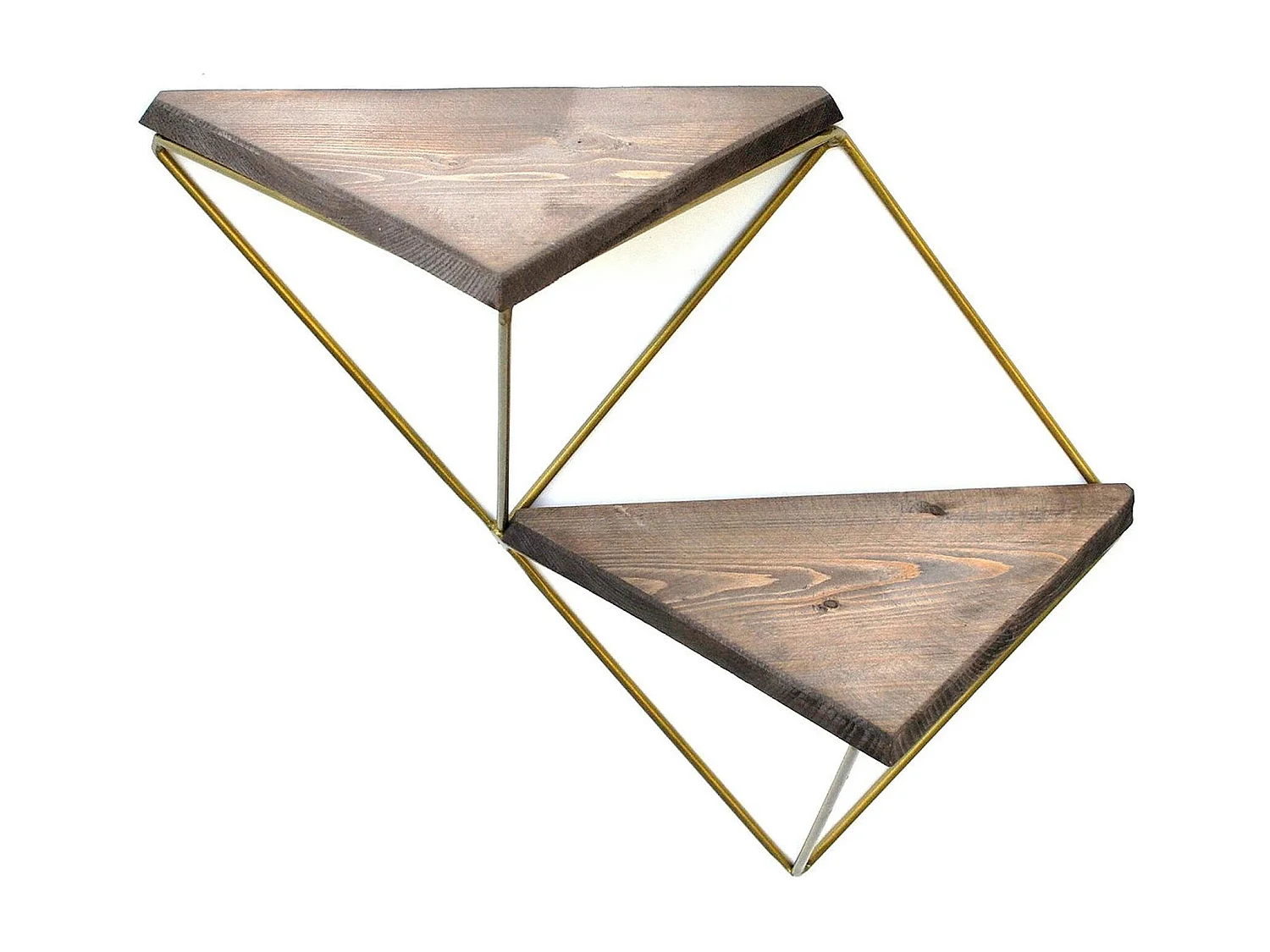 Etagère murale en bois et métal doré - forme triangle SITIA