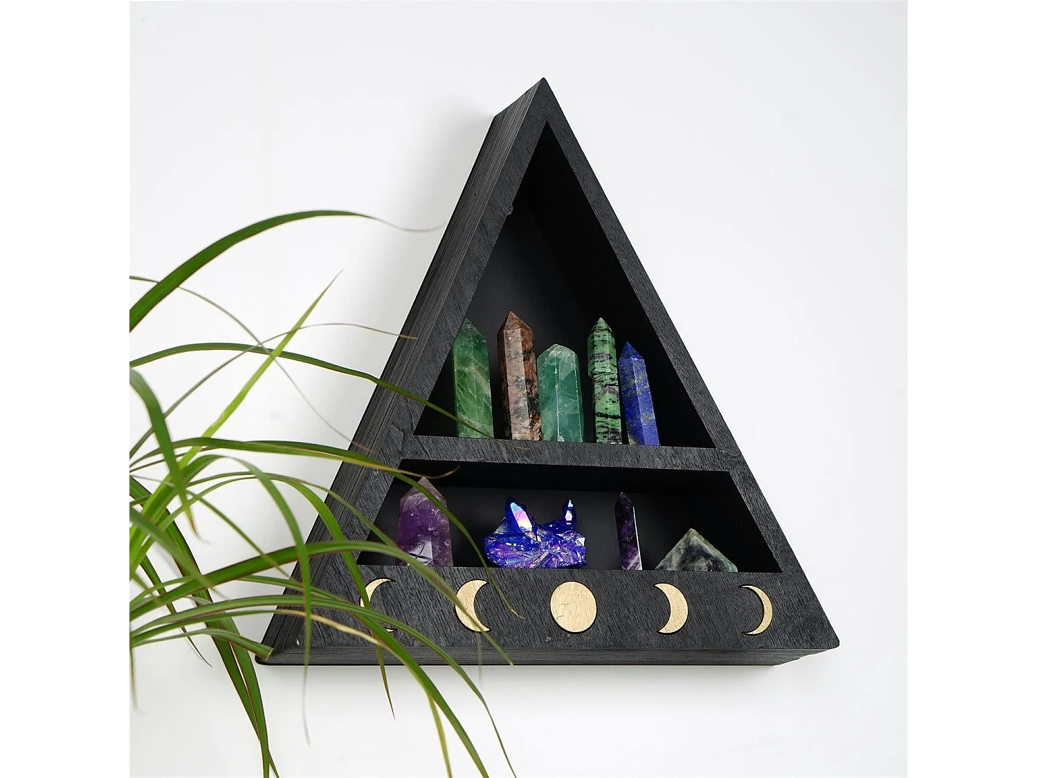 Etagère murale triangulaire noire - 2 niveaux AVIALA