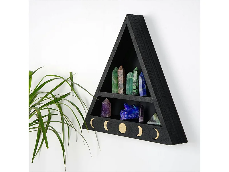 Etagère murale triangulaire noire - 2 niveaux AVIALA