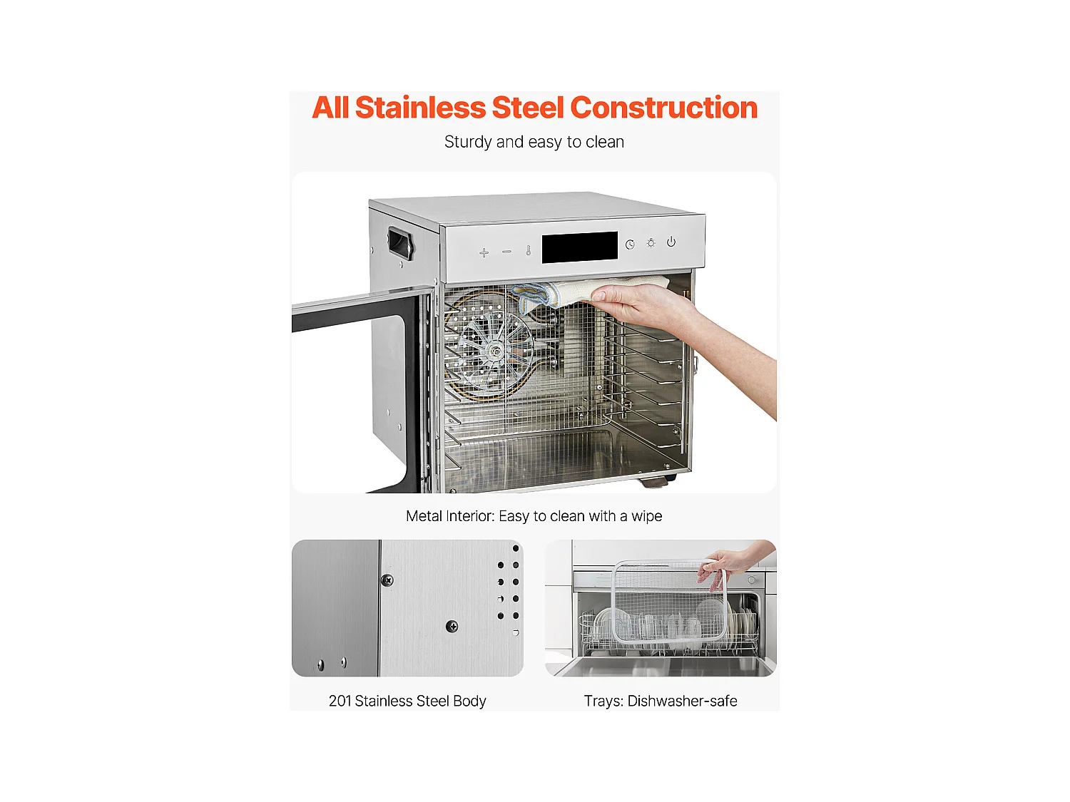 Déshydrateur à Aliments SucceBuy Déshydrateur Alimentaire 8 Plateaux en Acier Inoxydable, 400 W, pour le Séchage de Viande Séchée et de Fruits