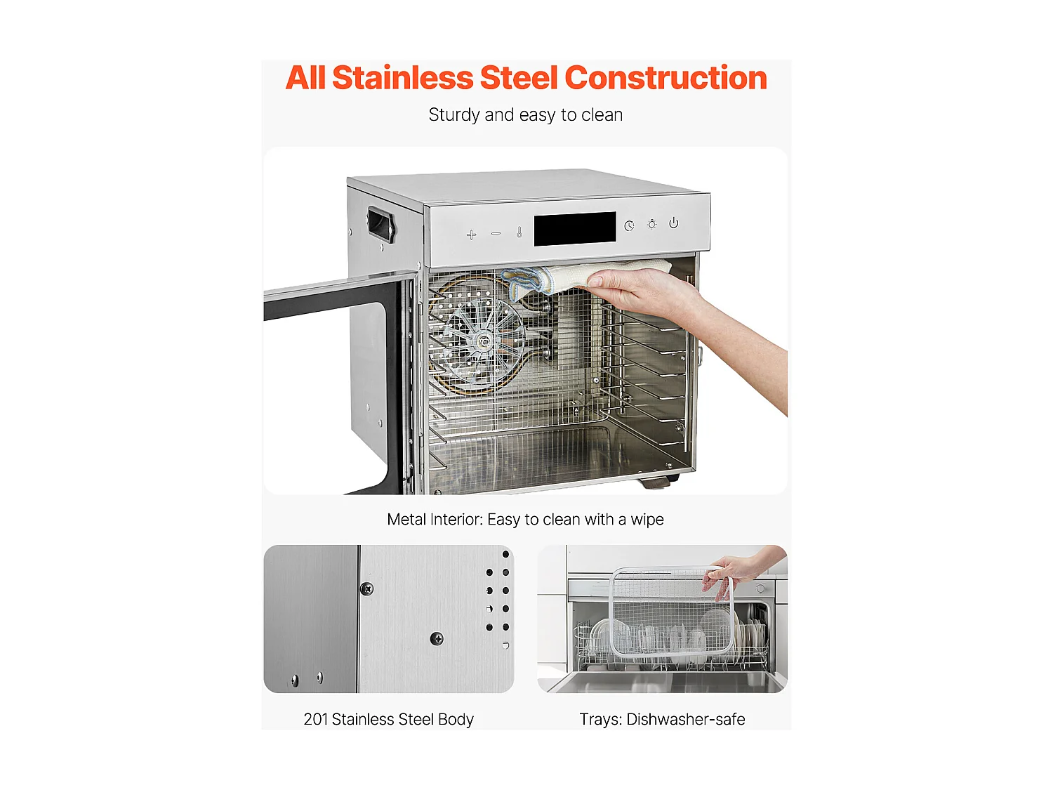 Déshydrateur à Aliments SucceBuy Déshydrateur Alimentaire 8 Plateaux en Acier Inoxydable, 400 W, pour le Séchage de Viande Séchée et de Fruits