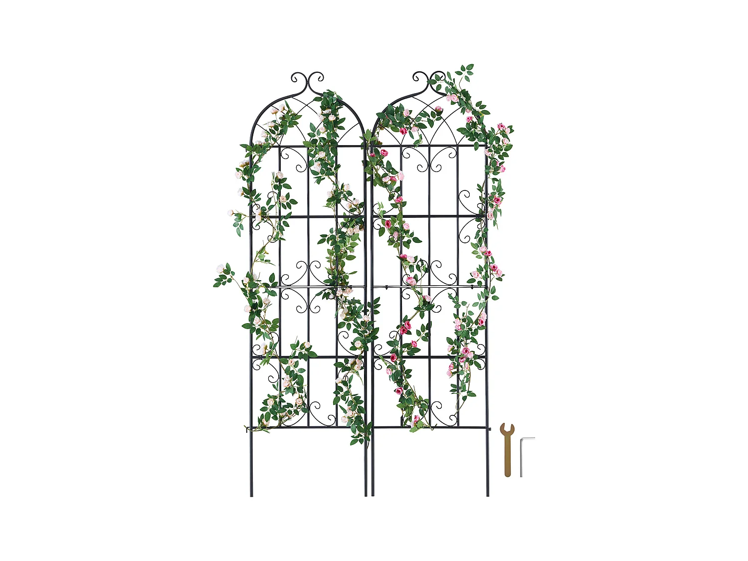 Treillis de Jardin SucceBuy en Métal,Lot de 2, 180 x 51 cm, Support pour Plantes Grimpantes, Antirouille