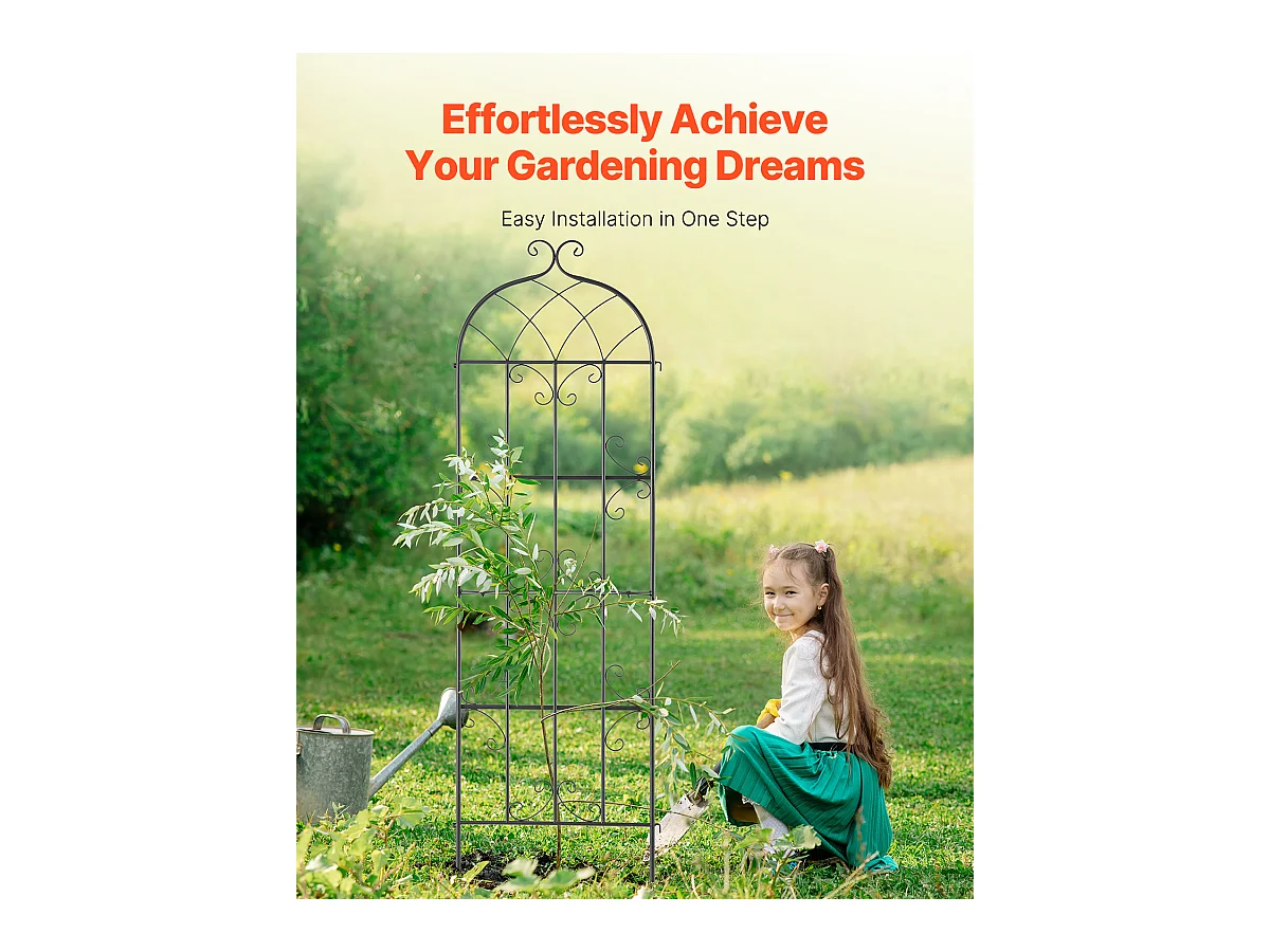 Treillis de Jardin SucceBuy en Métal,Lot de 2, 180 x 51 cm, Support pour Plantes Grimpantes, Antirouille