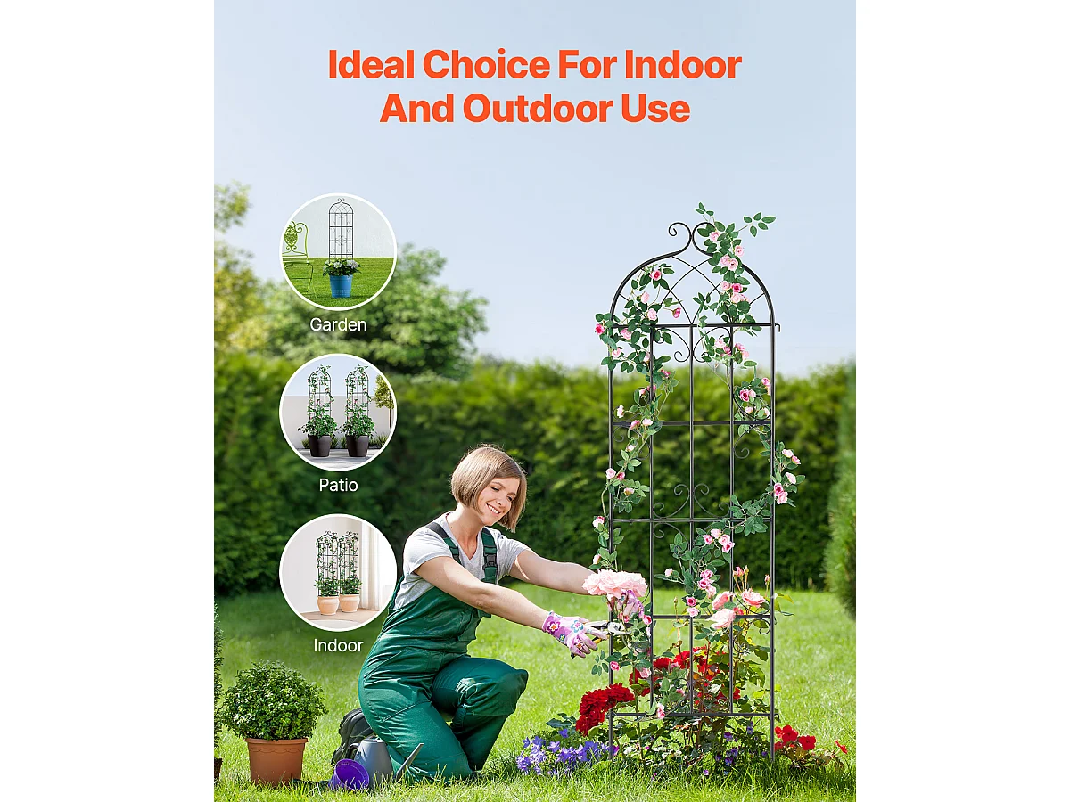 Treillis de Jardin SucceBuy en Métal,Lot de 2, 180 x 51 cm, Support pour Plantes Grimpantes, Antirouille