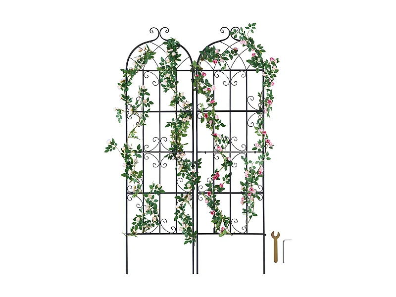 Metaal Tuinrooster SucceBuy, Set van 2, 180 x 51 cm, Ondersteuning voor Klimplanten, Antirust