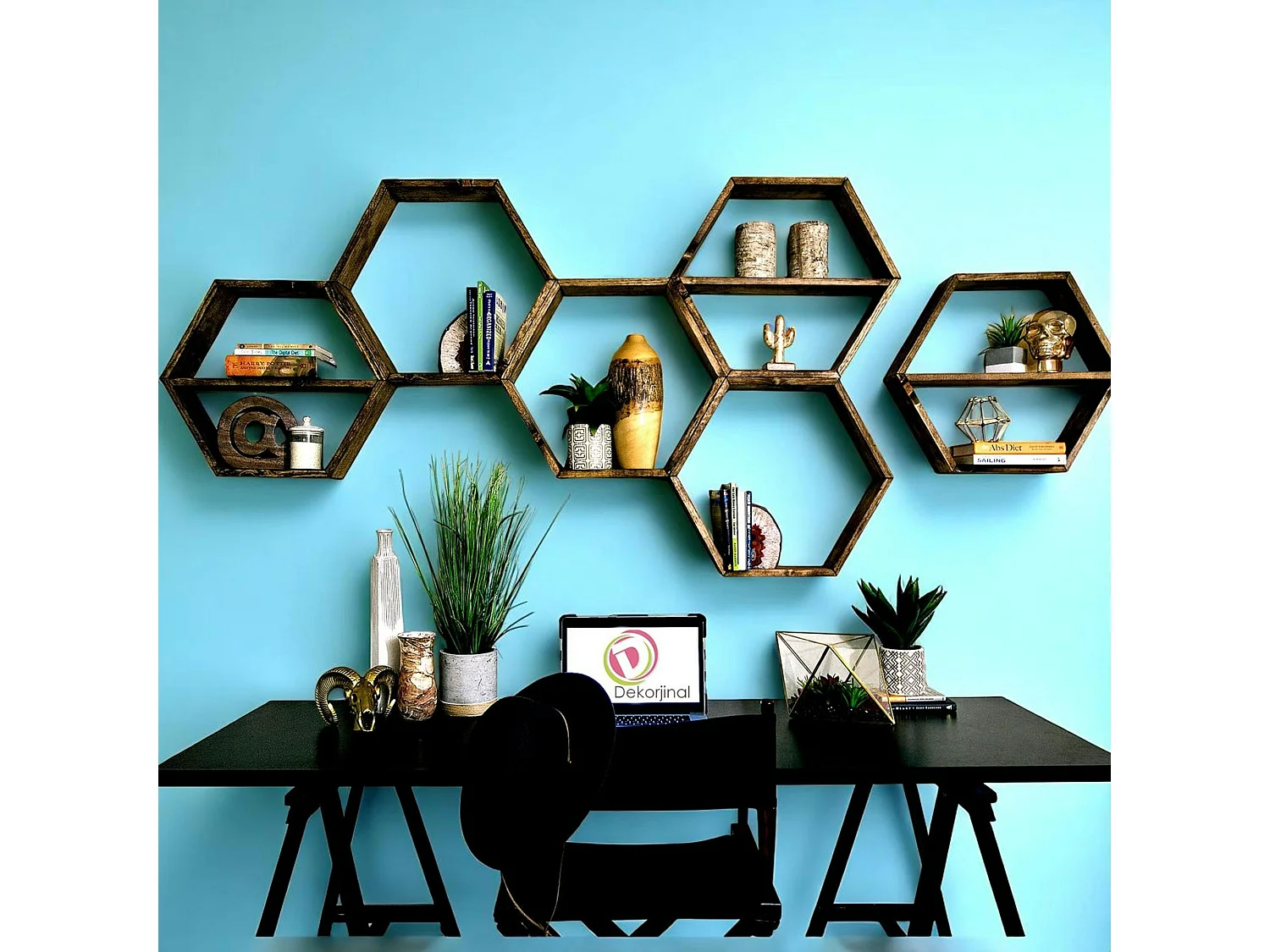 Étagère murale décorative - forme hexagonale, lot de 6 AVIALA