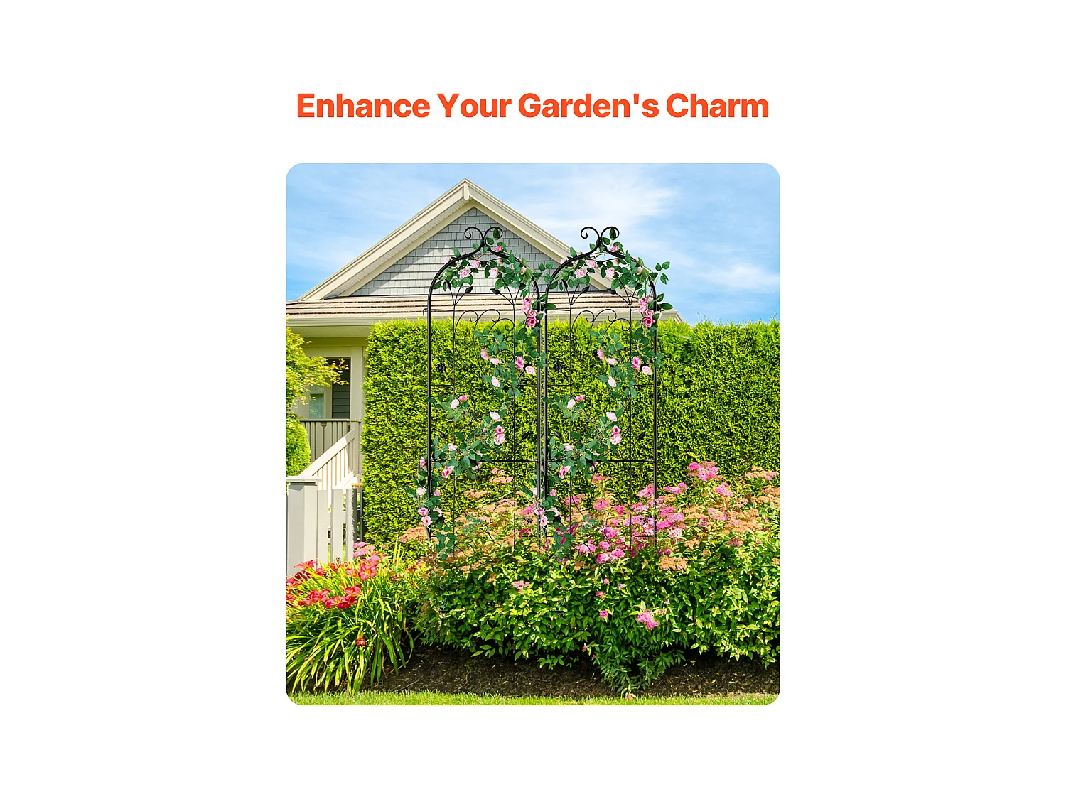 Treillis de Jardin SucceBuy en Métal,Lot de 2, 152 x 38 cm, Support pour Plantes Grimpantes, Antirouille