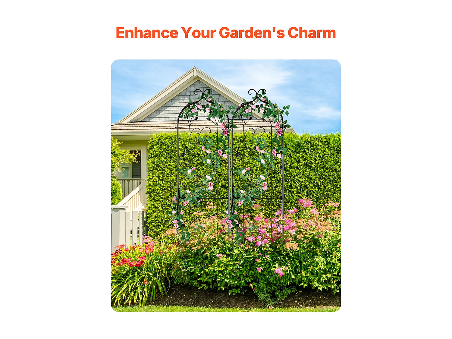 Gereto per Giardino SucceBuy in Metallo, Lotto di 2, 152 x 38 cm, Supporto per Piante Rampicanti, Antiruggine