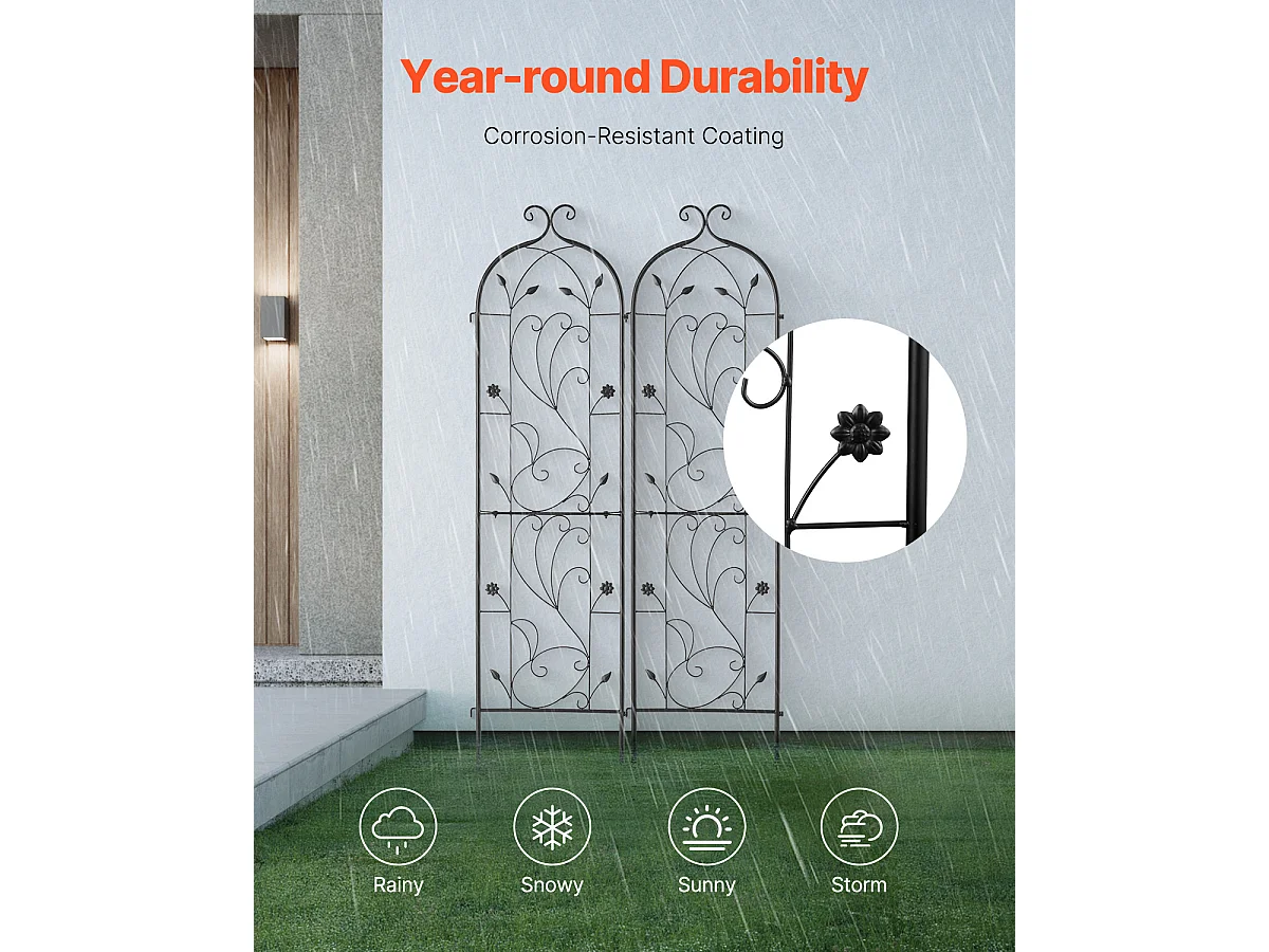 Gereto per Giardino SucceBuy in Metallo, Lotto di 2, 152 x 38 cm, Supporto per Piante Rampicanti, Antiruggine