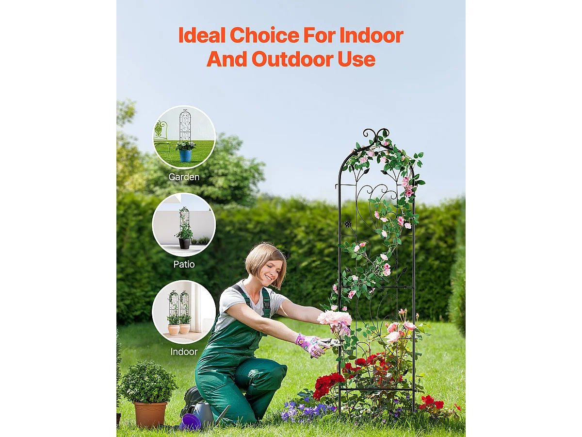 Gereto per Giardino SucceBuy in Metallo, Lotto di 2, 152 x 38 cm, Supporto per Piante Rampicanti, Antiruggine